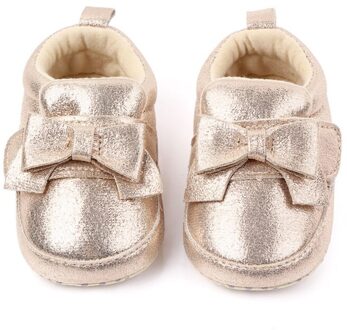 Herfst Baby Meisjes Schoenen Strik Prinses Stijl Anti-Slip Peuter Zachte Zolen Casual Eerste Walking Schoen Voor Baby/ Goud / 12