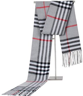 Herfst En Winter Business Casual Plaid Mannen Sjaal Midden-Aged Kasjmier Sjaal Paar Sjaal Giveaway grijs