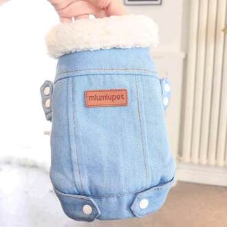 Herfst En Winter Dikke Warme Denim Katoenen Jas Pet Kleding Geschikt Voor Poedel, Pommeren, teddy Warm Te Houden En Comfotable L / licht blauw