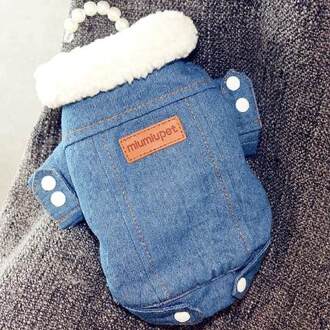 Herfst En Winter Dikke Warme Denim Katoenen Jas Pet Kleding Geschikt Voor Poedel, Pommeren, teddy Warm Te Houden En Comfotable M / donker blauw