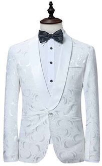 Herfst en Winter Jacquard Lange Mouw mannen Top EEN Knop Bruidegom Pak Top in Wit Grote Maat host Kleding Tops