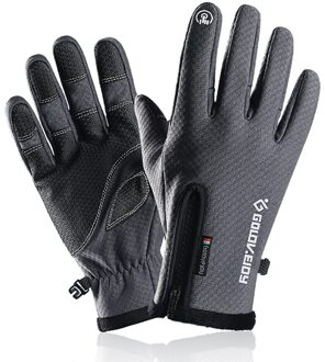 Herfst En Winter Rits Buitensporten Rijden Handschoenen Warm Winddicht Waterdichte Handschoenen Touch Screen Handschoenen Mannen En Vrouwen Handschoenen Donkergrijs / M