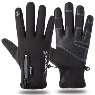 Herfst En Winter Rits Buitensporten Rijden Handschoenen Warm Winddicht Waterdichte Handschoenen Touch Screen Handschoenen Mannen En Vrouwen Handschoenen zwart / M