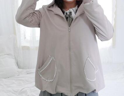 Herfst En Winter Wasbeer Staart Lolita Meisje Zoete Dagelijks Mooie Meisje Pak Loli Set Jas + Shirt + Rok + staart Kawaii Lolita Outfit coat enkel en alleen / S