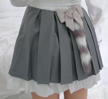 Herfst En Winter Wasbeer Staart Lolita Meisje Zoete Dagelijks Mooie Meisje Pak Loli Set Jas + Shirt + Rok + staart Kawaii Lolita Outfit skirt enkel en alleen / S