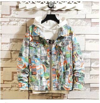 Herfst Graffiti Denim Jasje Japan Stijl Mode Jeans Jasje Casual Bomber Punk Streetwear Kleding Mannen Lente Jas