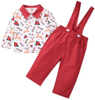 Herfst Kerst Kinderkleding Shirt + Broek Jarretel Set Voor Jongens Peuter Jongens Kleding Xmas Outfit Kinderen Kleding Jongens Pak 18-24 Months