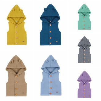 Herfst Kids Baby Meisjes Jongens Kleurrijke Solid Print Hoodie Vest Trui Mouwloze Tops Jas Bovenkleding S EXL