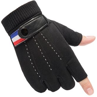 Herfst Mannen Fietsen Handschoenen 3 Vingerloze Outdoor Warm Antislip Beschermende Half Vinger Winter Vissen Sport Rijden Handschoenen Mannelijke zwart