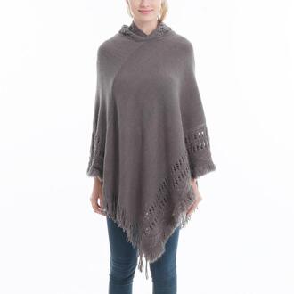 Herfst Mode Tassel Hollow Out Gebreide Mantel Vrouwen Casual Hooded Gebreide Trui Vrouwelijke Warme Losse Gebreide Jas grijs
