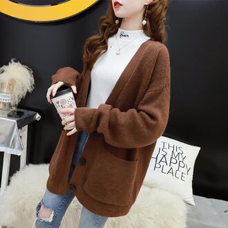 Herfst Winter Batwing lange Mouwen Truien Vest Vrouwen glad Gebreide Trui pocket Vest Vrouwelijke Jumper Jas Bruin