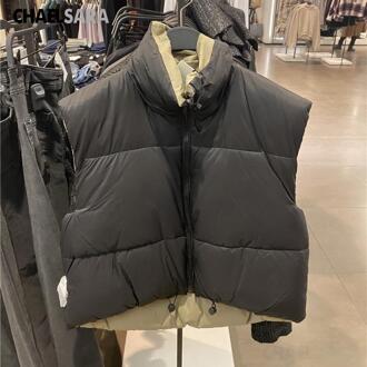 Herfst Winter Black Dubbelzijdig Vest Jas Vrouwen Vintage Korte Uitloper Tops Vrouwelijke Casual Warm Mouwloos Vest zwart 1 / L-XL