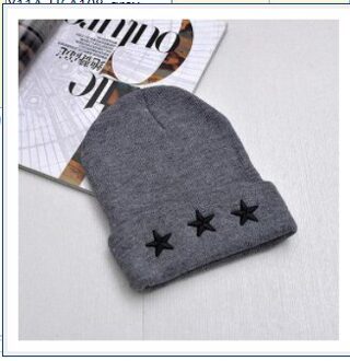 Herfst Winter Borduren Vijfpuntige Ster Skullies Mutsen Caps Man Vrouwen Warm Gebreide Muts Gorros Bonnets Grijs