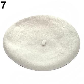 Herfst Winter Caps Vrouwen Classic Wolvilt Warme Franse Beret Beanie Hat Beanie Pure Kleur Zoete Mini Cap Lady winter Hoeden wit