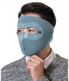 Herfst Winter Fietsen Masker Verwarming Verdikte Masker Oorbeschermers Geïntegreerde Eye Oor Beschermen Fleece Masker Warm Winddicht Gezichtsmasker Blauw