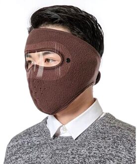 Herfst Winter Fietsen Masker Verwarming Verdikte Masker Oorbeschermers Geïntegreerde Eye Oor Beschermen Fleece Masker Warm Winddicht Gezichtsmasker koffie