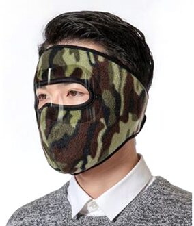 Herfst Winter Fietsen Masker Verwarming Verdikte Masker Oorbeschermers Geïntegreerde Eye Oor Beschermen Fleece Masker Warm Winddicht Gezichtsmasker leger groen