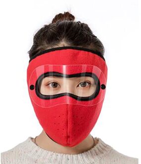 Herfst Winter Fietsen Masker Verwarming Verdikte Masker Oorbeschermers Geïntegreerde Eye Oor Beschermen Fleece Masker Warm Winddicht Gezichtsmasker Rood