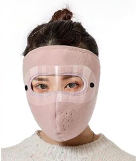 Herfst Winter Fietsen Masker Verwarming Verdikte Masker Oorbeschermers Geïntegreerde Eye Oor Beschermen Fleece Masker Warm Winddicht Gezichtsmasker roze