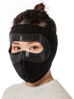 Herfst Winter Fietsen Masker Verwarming Verdikte Masker Oorbeschermers Geïntegreerde Eye Oor Beschermen Fleece Masker Warm Winddicht Gezichtsmasker zwart