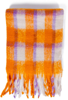 Herfst/Winter Geruite Sjaal Only , Orange , Dames - ONE Size