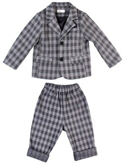 Herfst Winter Jongens Plaid Suits Sets Britse Kinderen Tartan Fluwelen Blazer Broek 2Pcs Outifts Jongens Wedding Party kostuum 10T