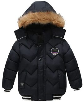 Herfst Winter Jongens Warme Dikke Jas Mode Jongen Capuchon Kinderen Ongedwongen Warme Bovenkleding Kinderen Kleding blauw / 5T