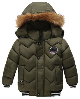 Herfst Winter Jongens Warme Dikke Jas Mode Jongen Capuchon Kinderen Ongedwongen Warme Bovenkleding Kinderen Kleding groen / 5T