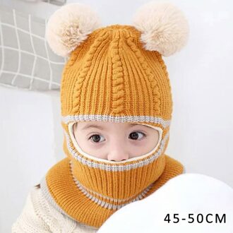 Herfst Winter Kinderen Hoeden Pom Poms Bal Gebreide Muts Kids Mutsen Cap Meisjes Jongens Warme Wollen Hooded Hoed Sjaals Peuter caps beer bal geel