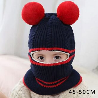 Herfst Winter Kinderen Hoeden Pom Poms Bal Gebreide Muts Kids Mutsen Cap Meisjes Jongens Warme Wollen Hooded Hoed Sjaals Peuter caps beer bal marine blauw