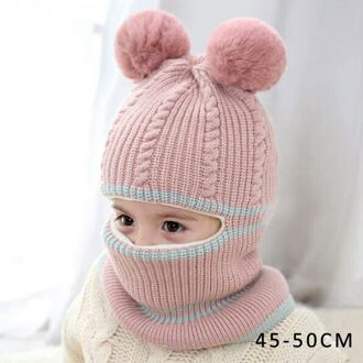 Herfst Winter Kinderen Hoeden Pom Poms Bal Gebreide Muts Kids Mutsen Cap Meisjes Jongens Warme Wollen Hooded Hoed Sjaals Peuter caps beer bal roze