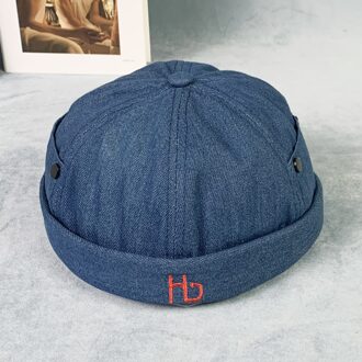Herfst Winter Mannen Mutsen Katoen Jongens Mannen Skullies Beanie Verhuurder Hoed Meloen Caps Street Hoed Dragen Sailor Hoed voor Mannen marine blauw