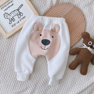 Herfst/Winter Meisjes Jongens Cartoon Broek Fluwelen Warme Comfortabele Pp Broek Broeken Baby Kleding Pasgeborenen Kleding 0-2age wit / 6m