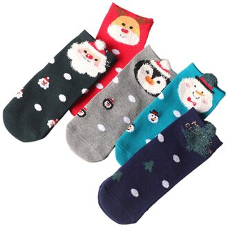Herfst Winter Meisjes Jongens Kerst Sokken Baby Kids Baby Katoen Gestreepte Badstof Sneeuwvlok Elanden Kerstman Bear Kids sokken A Socks / 6-8Y
