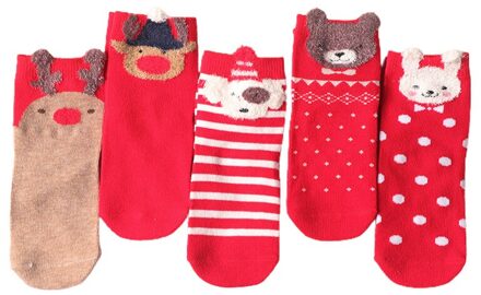 Herfst Winter Meisjes Jongens Kerst Sokken Baby Kids Baby Katoen Gestreepte Badstof Sneeuwvlok Elanden Kerstman Bear Kids sokken B Socks / 9-12Y