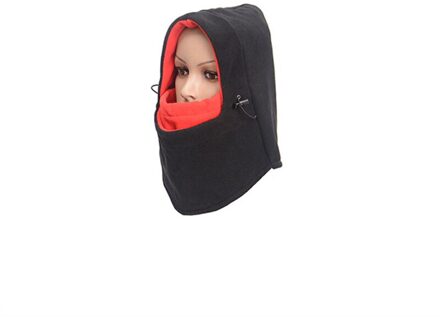 Herfst Winter Outdoor Riding Sneeuw Cap Winddicht Warme Ski Gezicht Bescherming Masker Mannen Vrouwen Verdikte Fleece Masker Hoofddeksels zwart rood