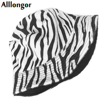 Herfst Winter Print Luipaard bont Emmer Hoed Vrouwen straat bob Koreaanse visser hoed Panama Hip Hop bob chapeau wit