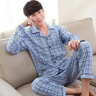 Herfst Winter Pyjama Mannen Katoen Warme Pyjama Set Lange Mouwen Turn-down Kraag Toevallige Plus Size L-3XL Mannen nachtkleding Kleding XXXL