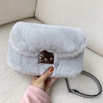 Herfst Winter Stijl Faux Fur Purse Pluche Messenger Bag Vierkante Meisje Schoudertas 01-SB-fmgzqd 6