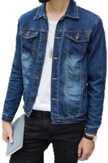Herfst Winter Tieners Mannen Denim Jas Trend Revers Retro Koreaanse Jeugd Mode Slanke Denim Jas Mannen Blauw / M