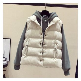 Herfst Winter Vrouwelijke Korte Vest Buiten Camping Reizen Klimmen Werken Student Dragen Losse Uitloper Stand Kraag Omlaag Katoen beige / L