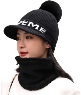 Herfst Winter Vrouwen Hoed Caps Gebreide Wol Warme Sjaal Dikke Winddicht Bivakmuts Multi Functionele Muts Sjaal Set Voor Vrouwen