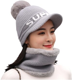 Herfst Winter Vrouwen Hoed Caps Gebreide Wol Warme Sjaal Dikke Winddicht Bivakmuts Multi Functionele Muts Sjaal Set Voor Vrouwen