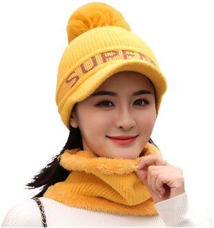 Herfst Winter Vrouwen Hoed Caps Gebreide Wol Warme Sjaal Dikke Winddicht Bivakmuts Multi Functionele Muts Sjaal Set Voor Vrouwen