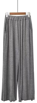 Herfst Winter Vrouwen Slaap Broek Elastische Comfort Modal Thuis Pyjamabroek Vrouwen Losse Plus Size Casual Broek Wijde Pijpen broek Donkergrijs