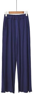 Herfst Winter Vrouwen Slaap Broek Elastische Comfort Modal Thuis Pyjamabroek Vrouwen Losse Plus Size Casual Broek Wijde Pijpen broek marine blauw