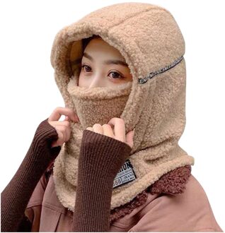 Herfst Winter Vrouwen Warm Cap Outdoor Hooded Kraag Hoofd Cover Dikke Pluche Fluwelen Fleece Masker Sjaal Een stuk Hoed KH