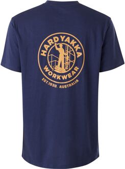 Heritage Icon Katoenen Blauwe T-shirt voor Mannen Navy - S