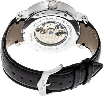 Heritor automatisch Aries-skelethorloge met leren band - maat Zwart/wit