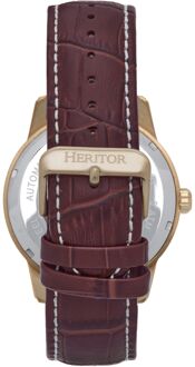 Heritor automatisch Davies semi-skelet lederen band horloge Bruin